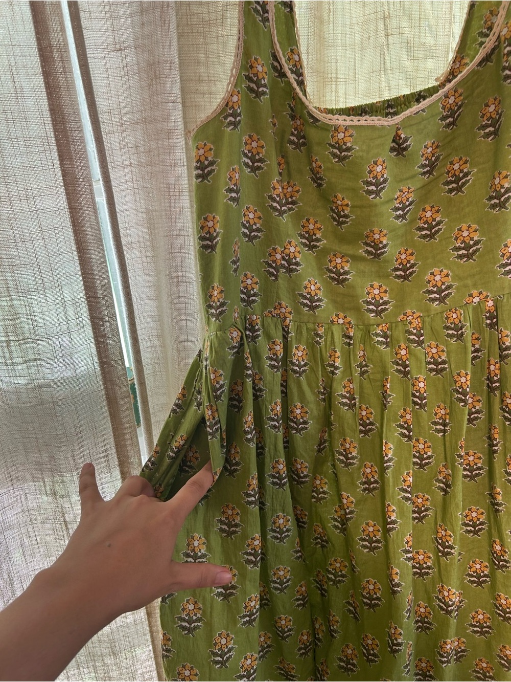 Green Floral Dress 100% Cotton - Picture 8 of 8